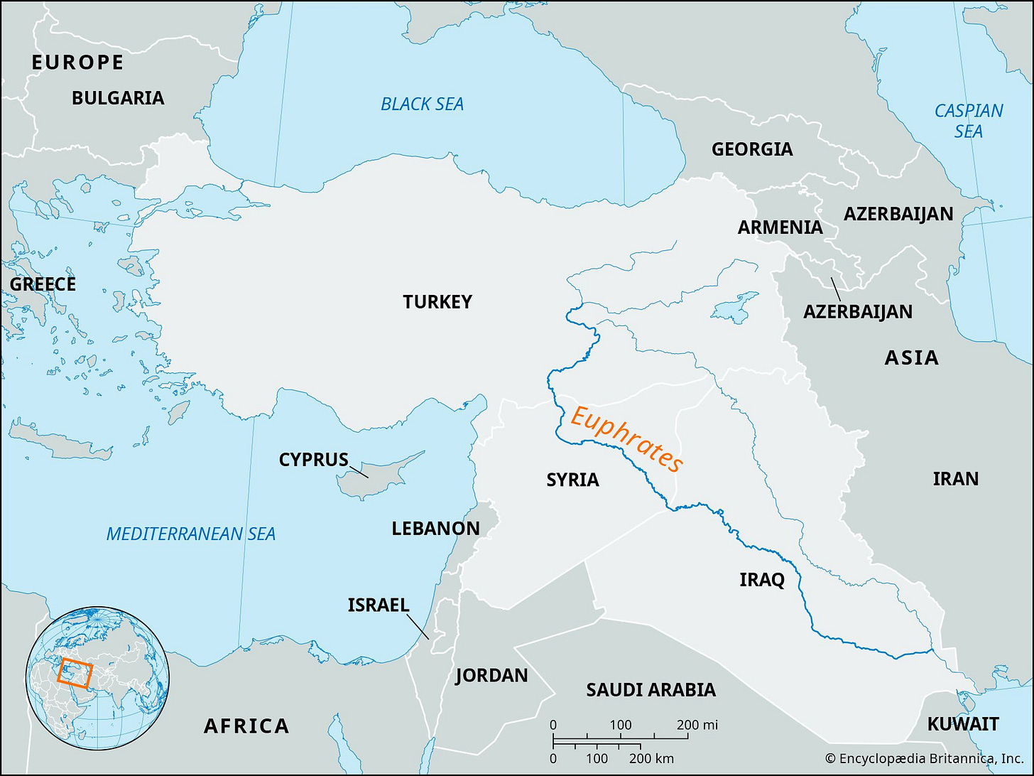 Euphrates River On A World Map - Venus Jeannine