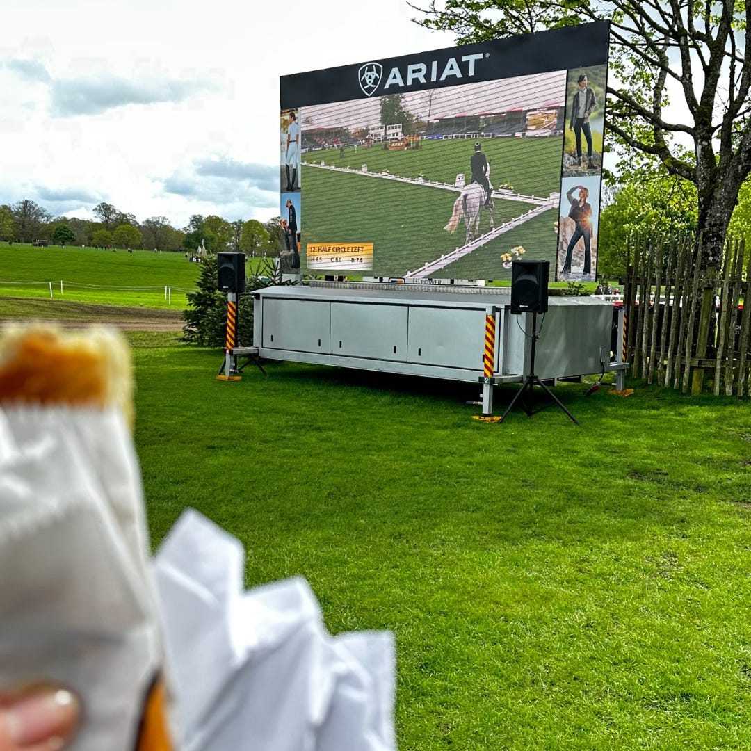 Lunch and a spot of dressage - watching Hector Payne