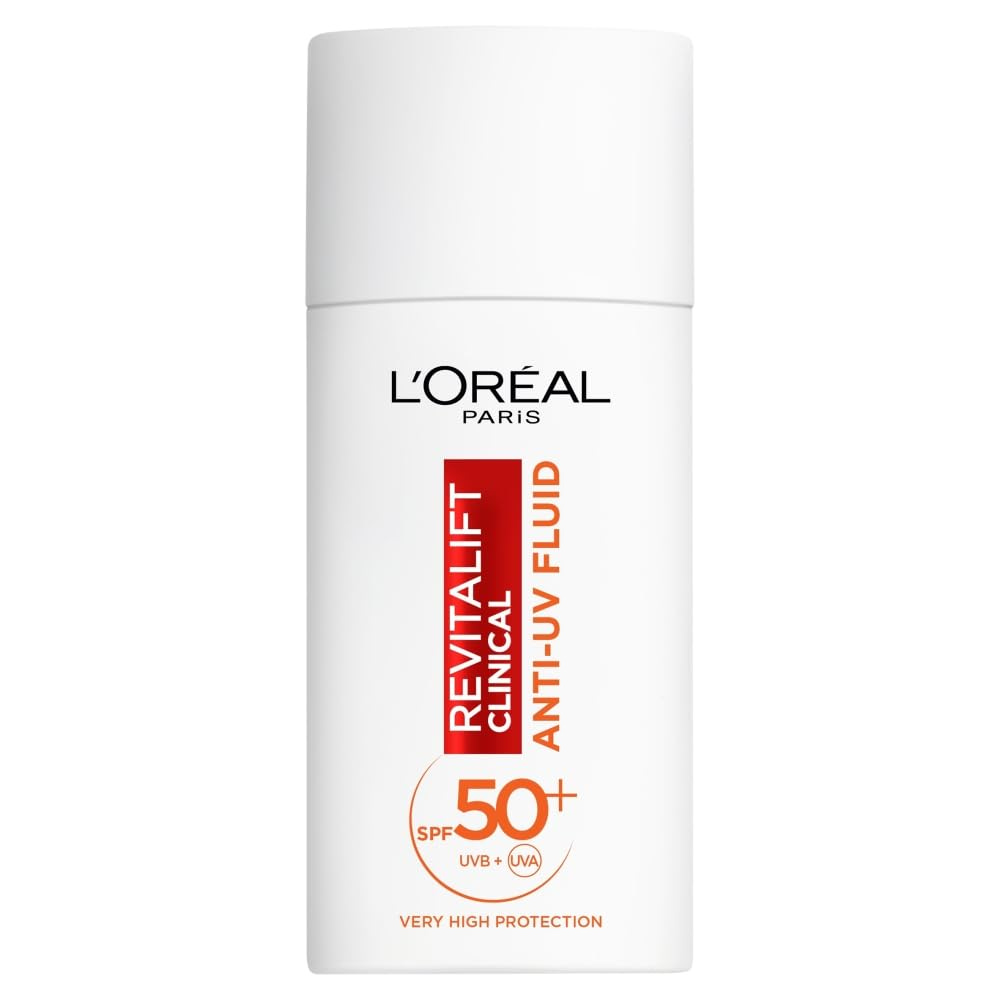 L'Oréal Paris Revitalift Clinical SPF 50+ Invisible UV Fluid, Protect,  Prevent and Improve Ageing Signs, Non-Oily Formula for All Skin Tones,  Advanced ...