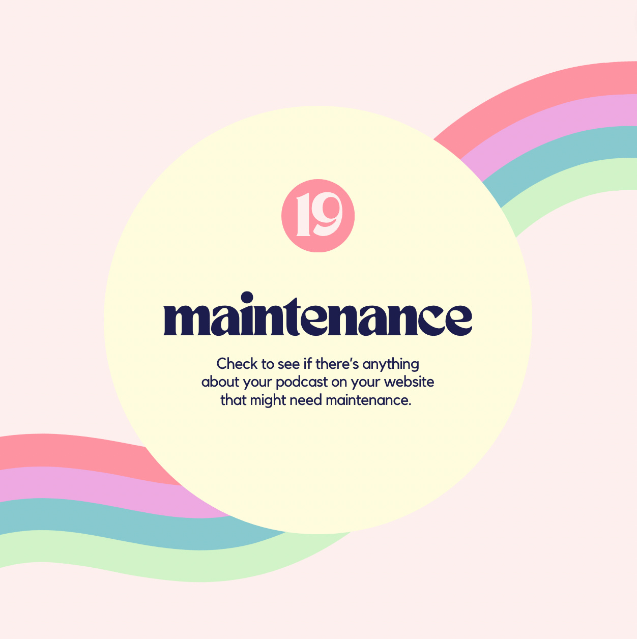 Maintenance week: check to see if there’s anything about your podcast on your website that might need maintenance.