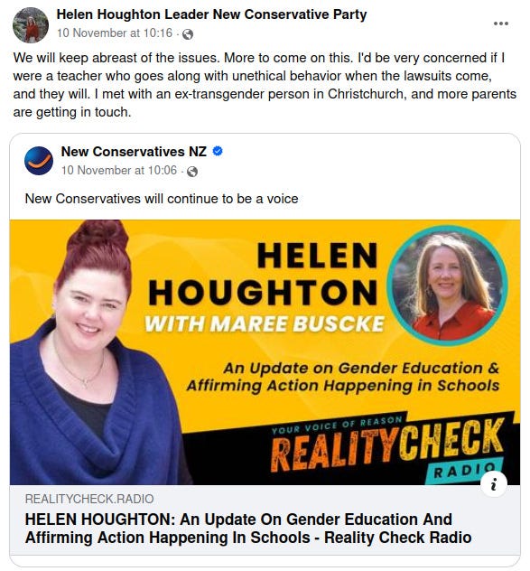 A Facebook post from Helen Houghton sharing her Reality Check Radio