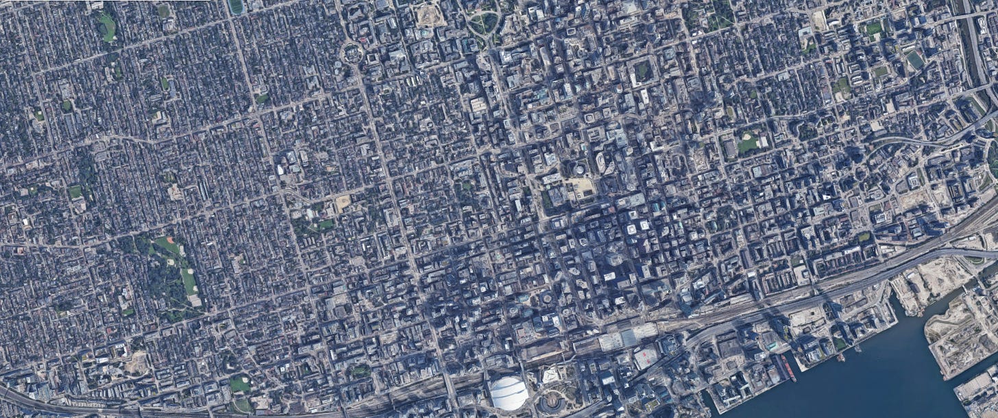 Aerial view of Rogers Centre and surrounding area