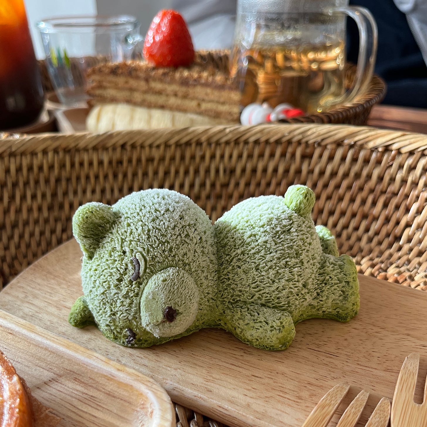 matcha teddy bear cheesecake