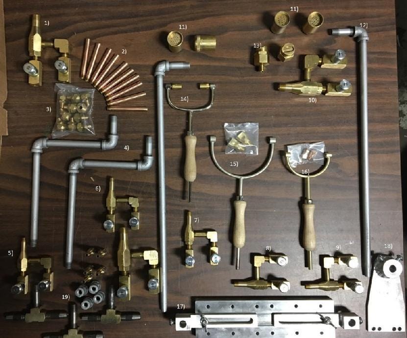 Set of torch parts used for neon Set of torch parts used for neon