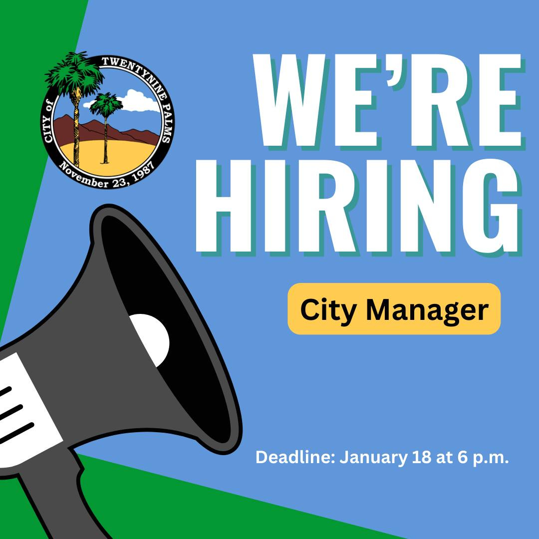 May be a graphic of text that says 'TWENTYNINE WEN CITY WE'RE November ember 23 88 HIRING City Manager Û:J”18 Deadline: January at 6 p.m.'