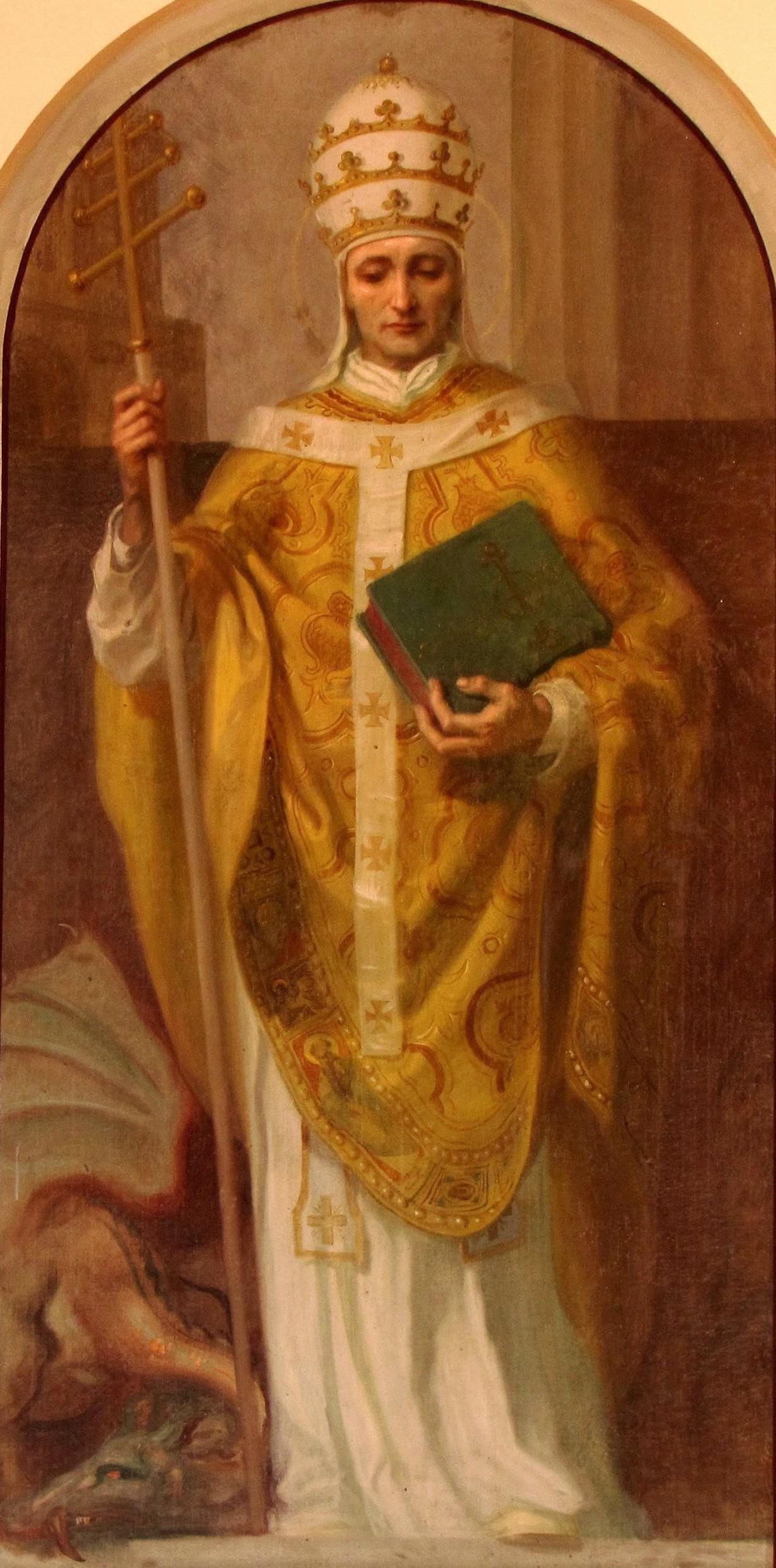 April 19th is the feast of Pope Saint Leo IX (born Bruno von  Egisheim-Dagsburg): Swabian aristocrat, military commander, first  Prince-Bishop of Toul, adviser and diplomat to Emperor Konrad II, reformer,  Bishop of