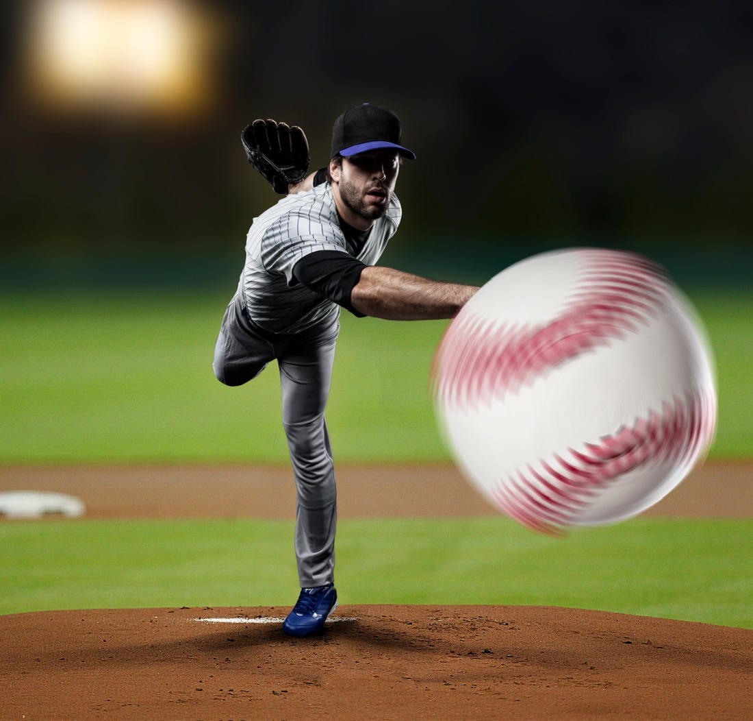 Pitcher throwing a ball
