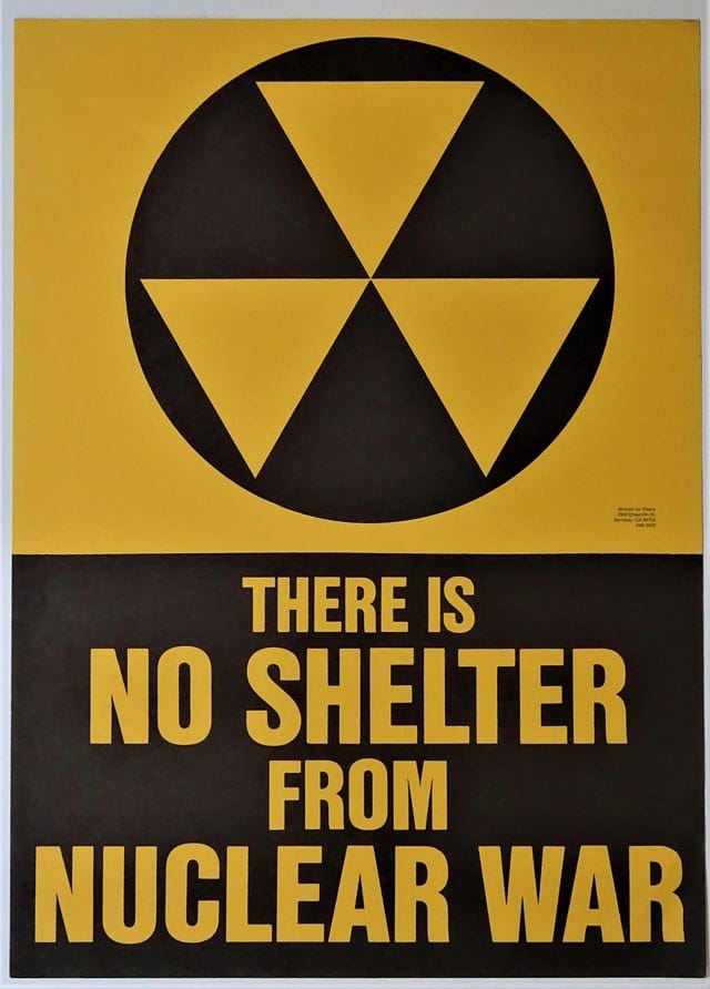 r/PropagandaPosters - Women for Peace 2302 Ellworth St. Berkeley. CA 94704 649-3020 THERE IS NO SHELTER FROM NUCLEAR WAR