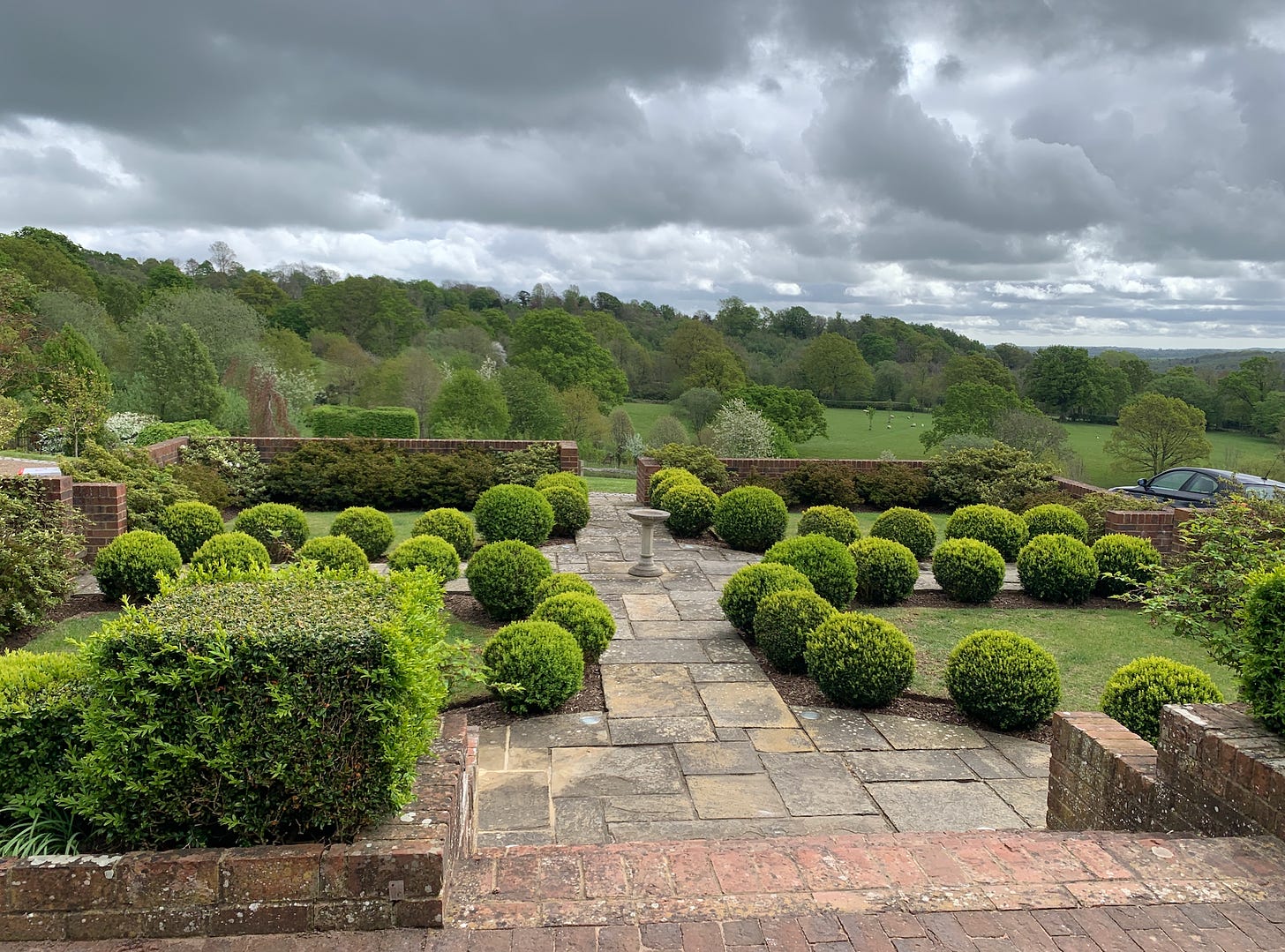 topiary balls in a garden