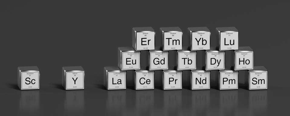 Rare Earth elements in the periodic table.