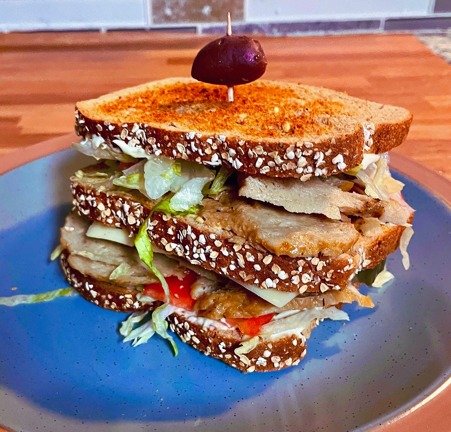 seitan club sandwich