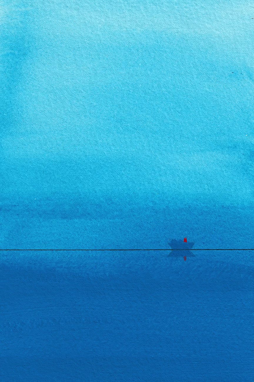 image: calming blue abstract painting by Melinda Yeoh