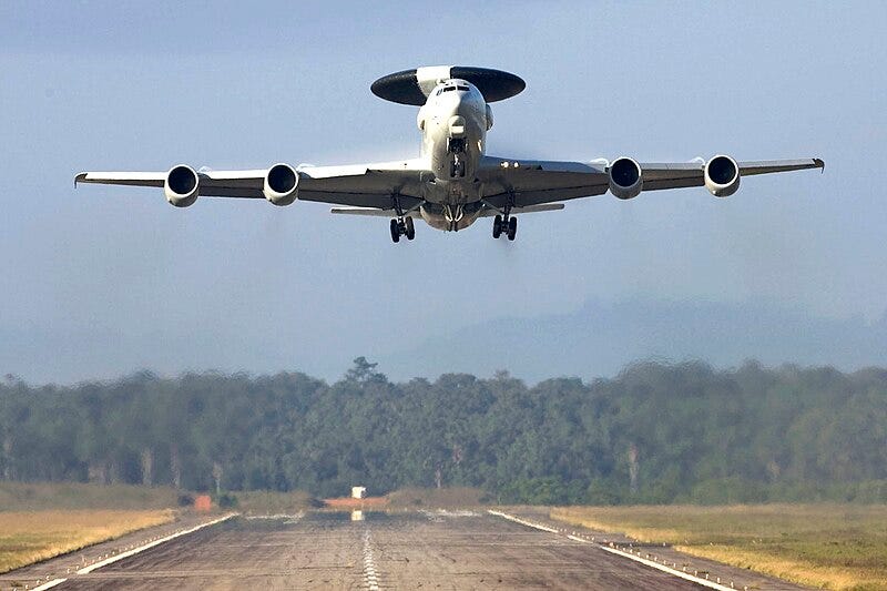 File:French E-3F Airborne Warning and Control System aircraft takes off from Avord, France.jpg