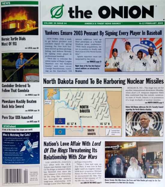 The cover of the Feb. 5, 2003, print issue of The Onion