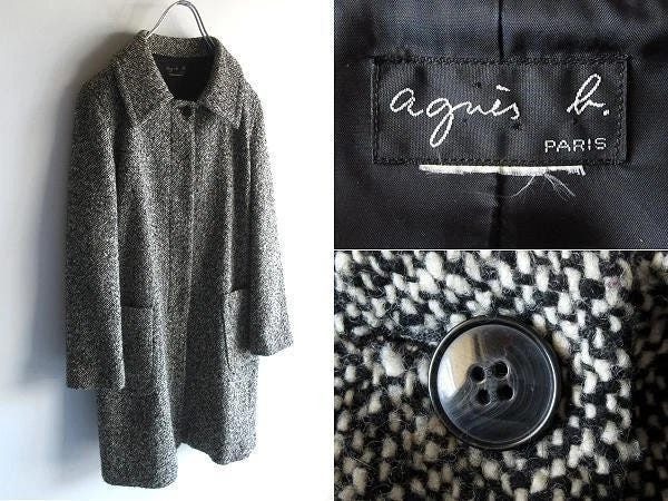 Rare vintage agnes b. agnes b. wool tweed coat W50.5cm L86cm - Picture 1 of 9