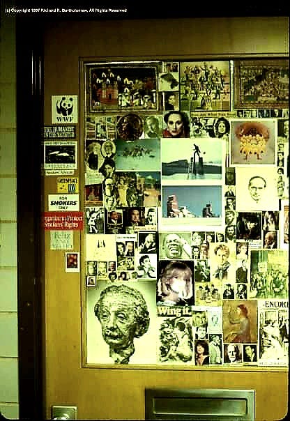 Montage on Dr. Wing's office door. (left side)