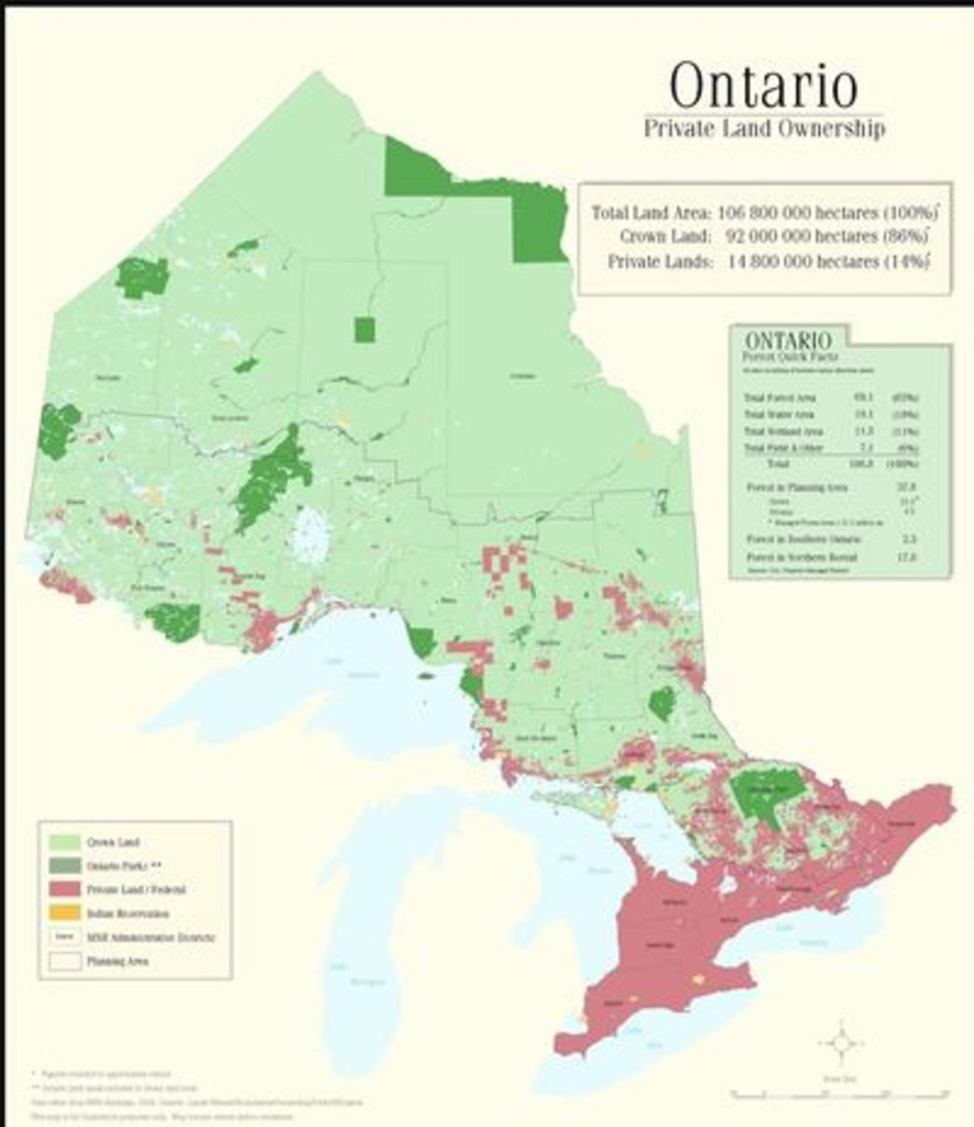 map of crown land camping in Ontario