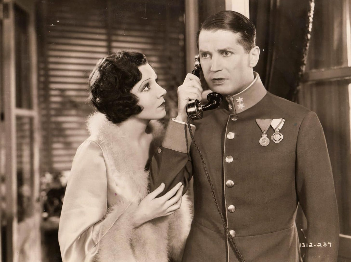 Claudette Colbert & Maurice Chevalier in a scene from The Smiling Lieutenant