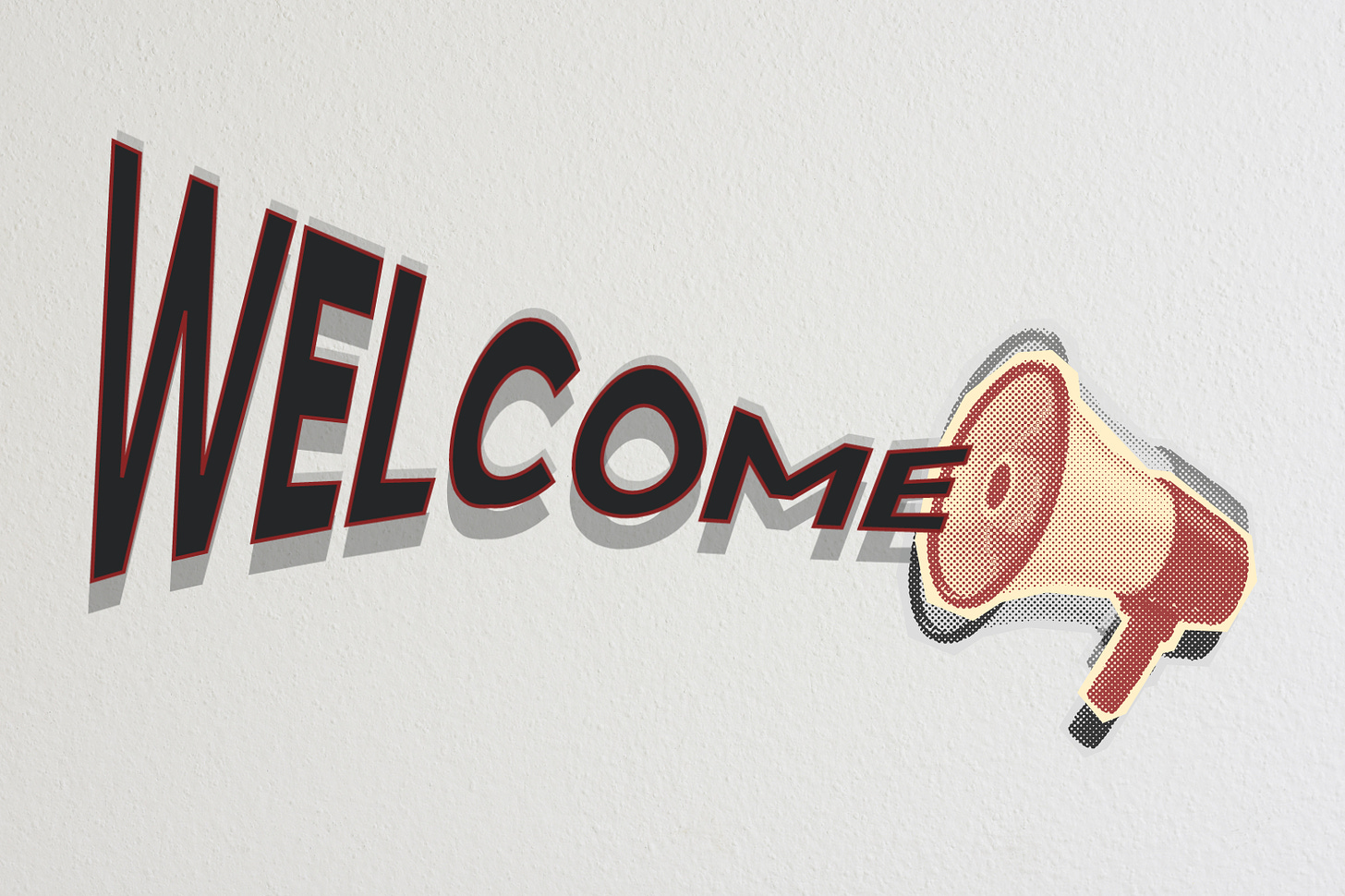 the 'welcome' comes out of a megaphone.