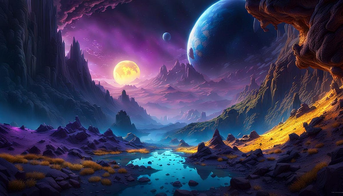 Artist’s alien world with blue planet