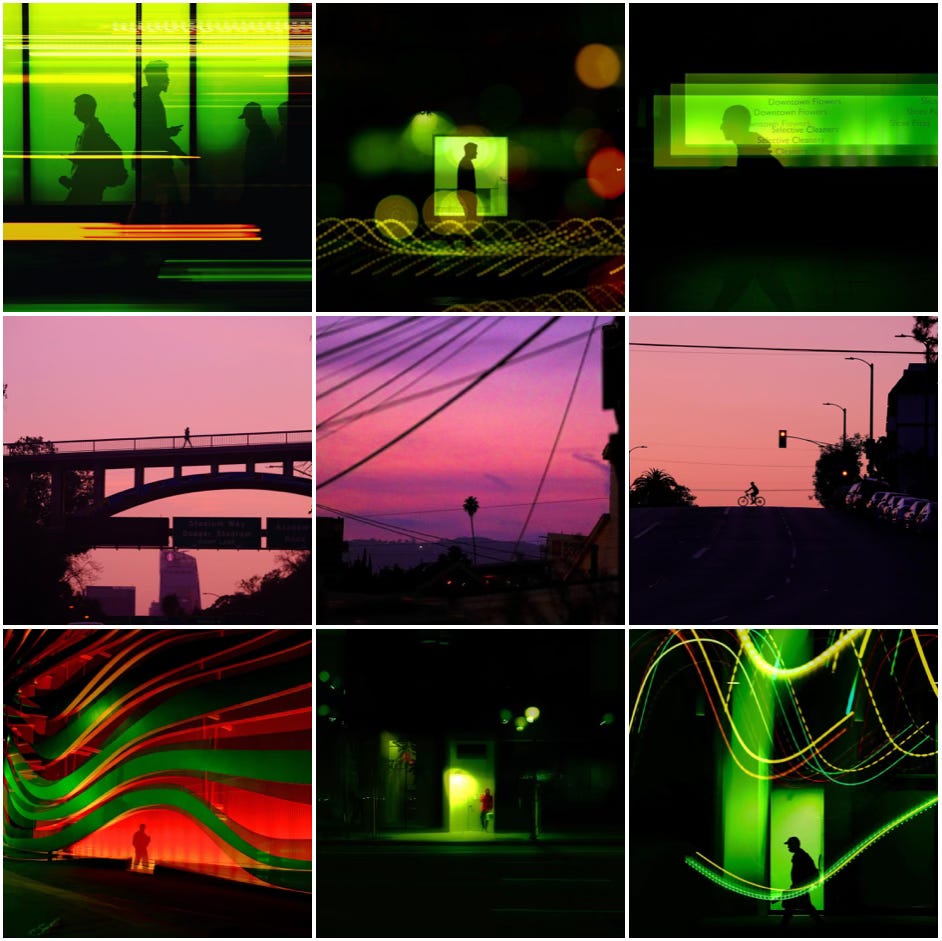 A montage of the photography of Tom Baumgaetel. Colourful multi exposures that look edited but are produced in camera.