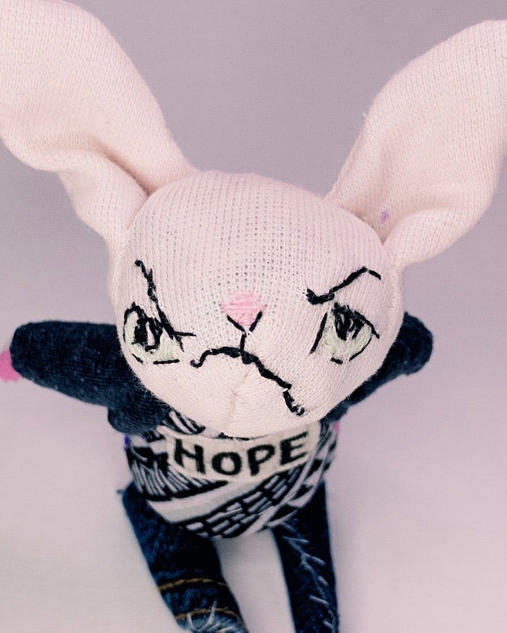 Angry bunny says hope