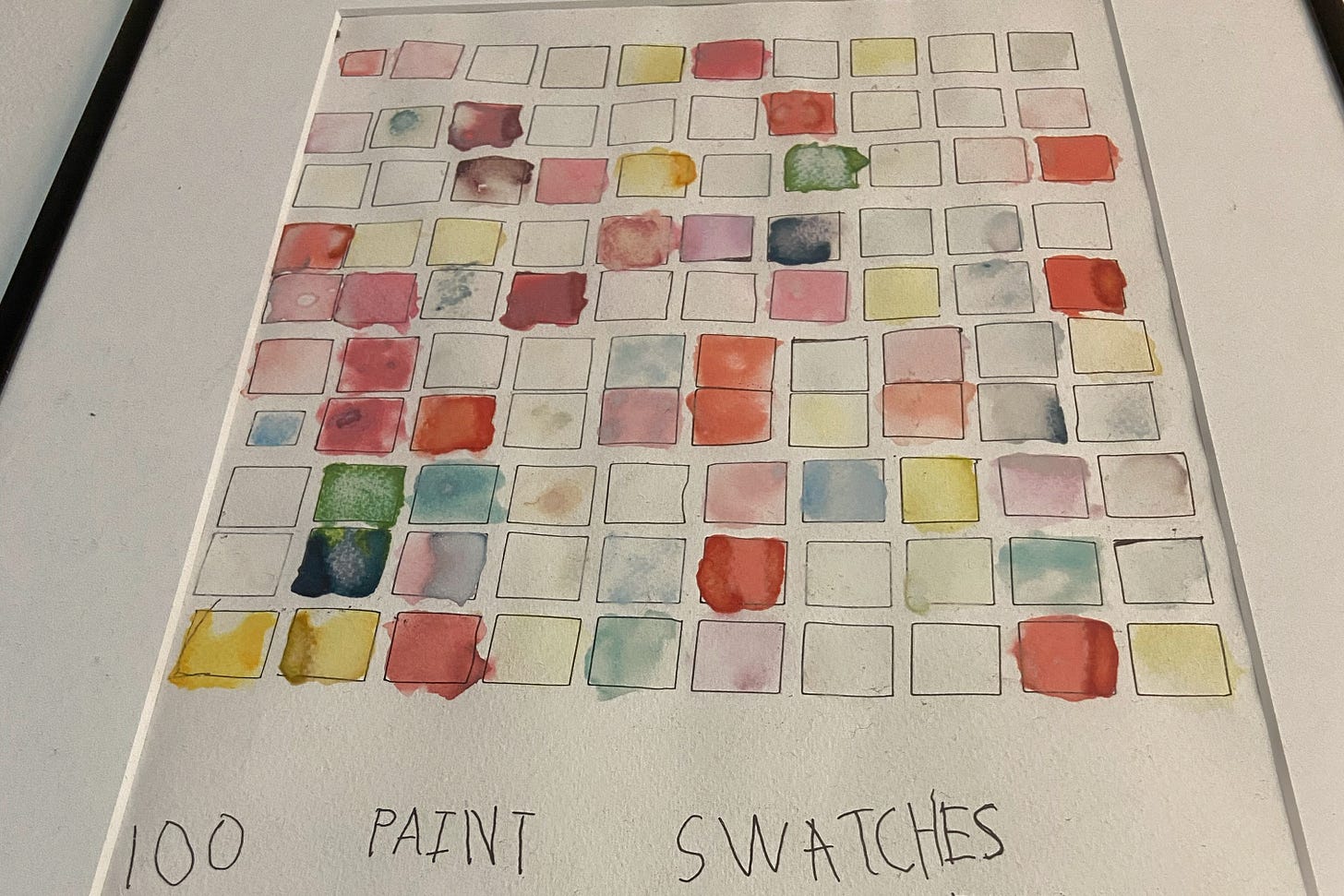 Faded watercolor swatches from a kindergarten project