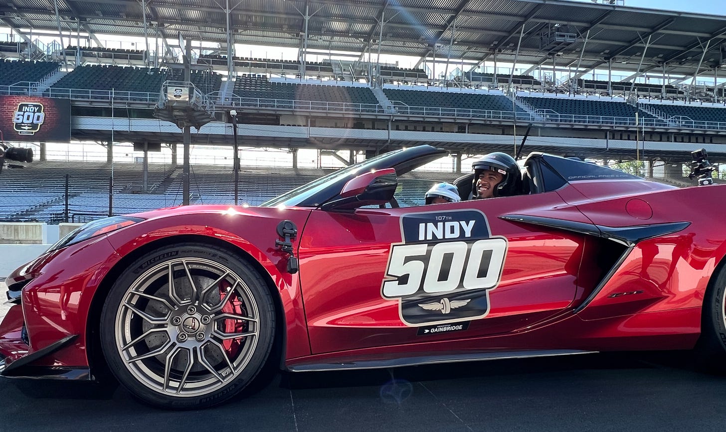 Tyrese Haliburton got some time Thursday to drive the Corvette pace car.