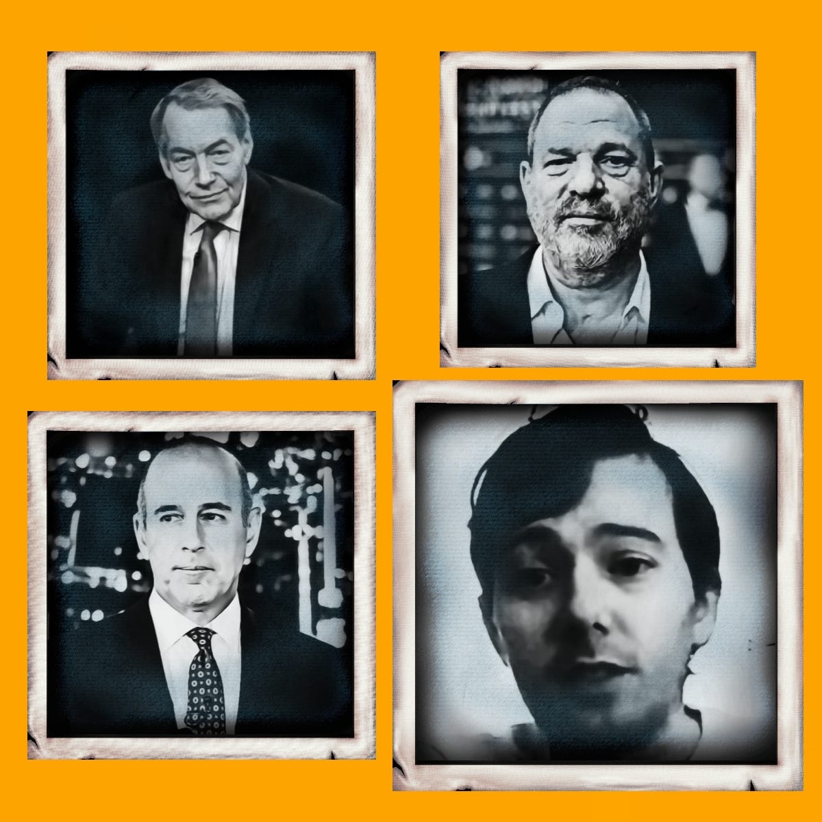 Clockwise from top left: Charlie Rose, Harvey Weinstein, Martin Shkreli, and Matt Lauer.