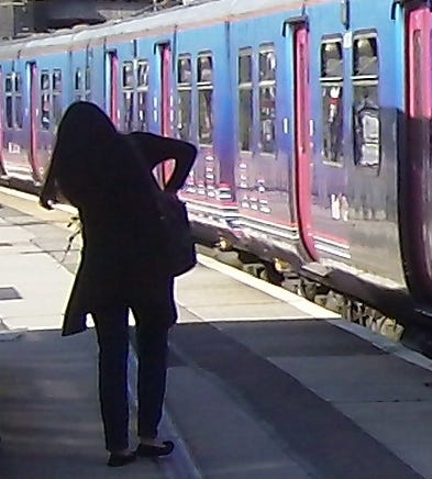 Girl and train, by Terry Freedman