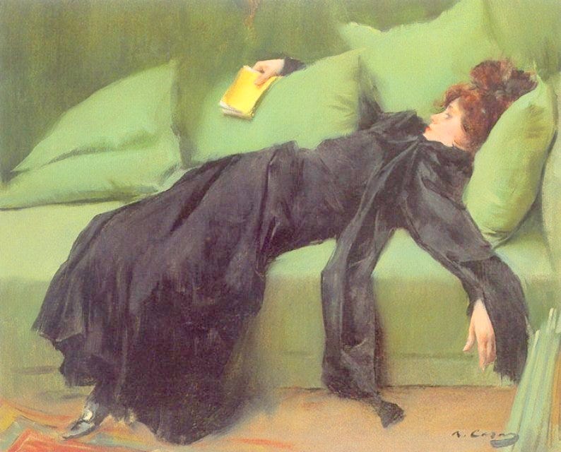 Decadent Young Woman after the Dance, vintage artwork by Ramon Casas y –  Period Prints