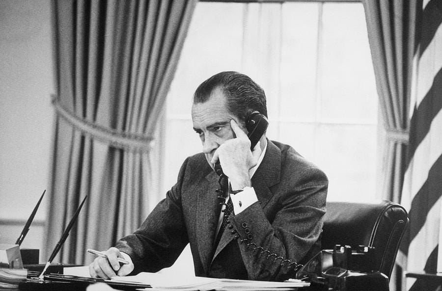 Richard Nixon On The Phone In The Oval Photograph by Everett