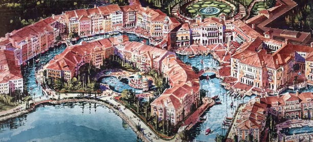 disney grand venezia resort concept art aerial view