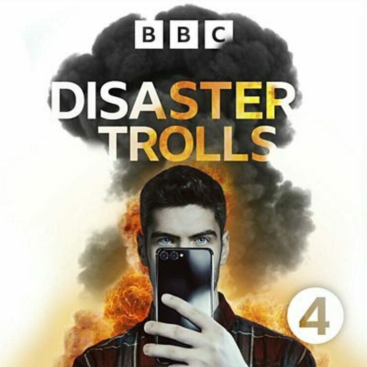 Logo BBC podcastserie 'Disaster Trolls'