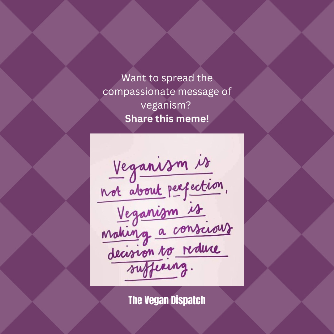 Veganism is not about perfection but rather about making conscious choices to minimize harm to animals, protect the environment, and promote personal health, recognizing that every effort counts toward a more compassionate world.