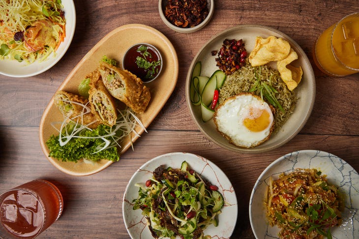 A spread of Burmese food