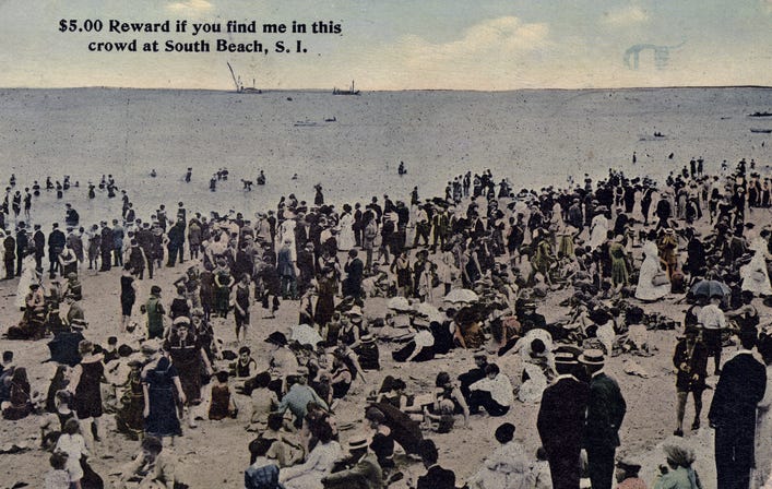 Irma and Paul Milstein Division of United States History, Local History and Genealogy, The New York Public Library. $5.00 Reward if you find me in this crowd at South Beach, Staten Island 