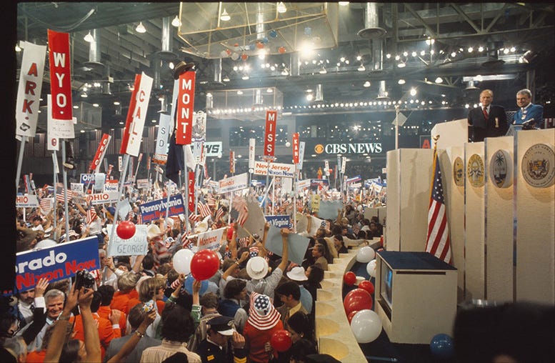 Richard Nixon accepting the Republican nomination at the convention.