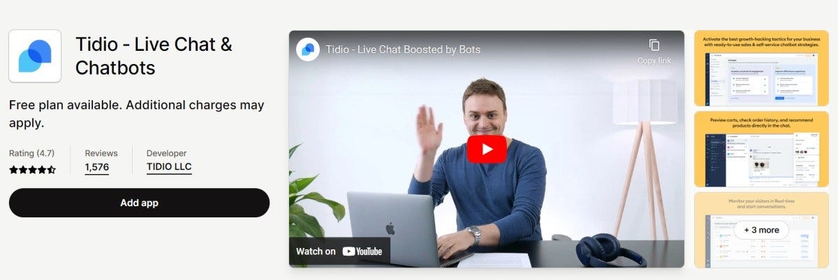 Tidio livechat app