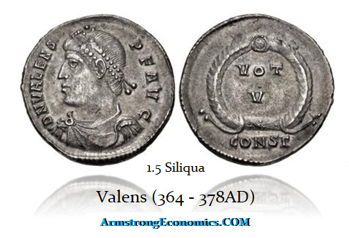 Valens 1.5 Siliqua Head Left