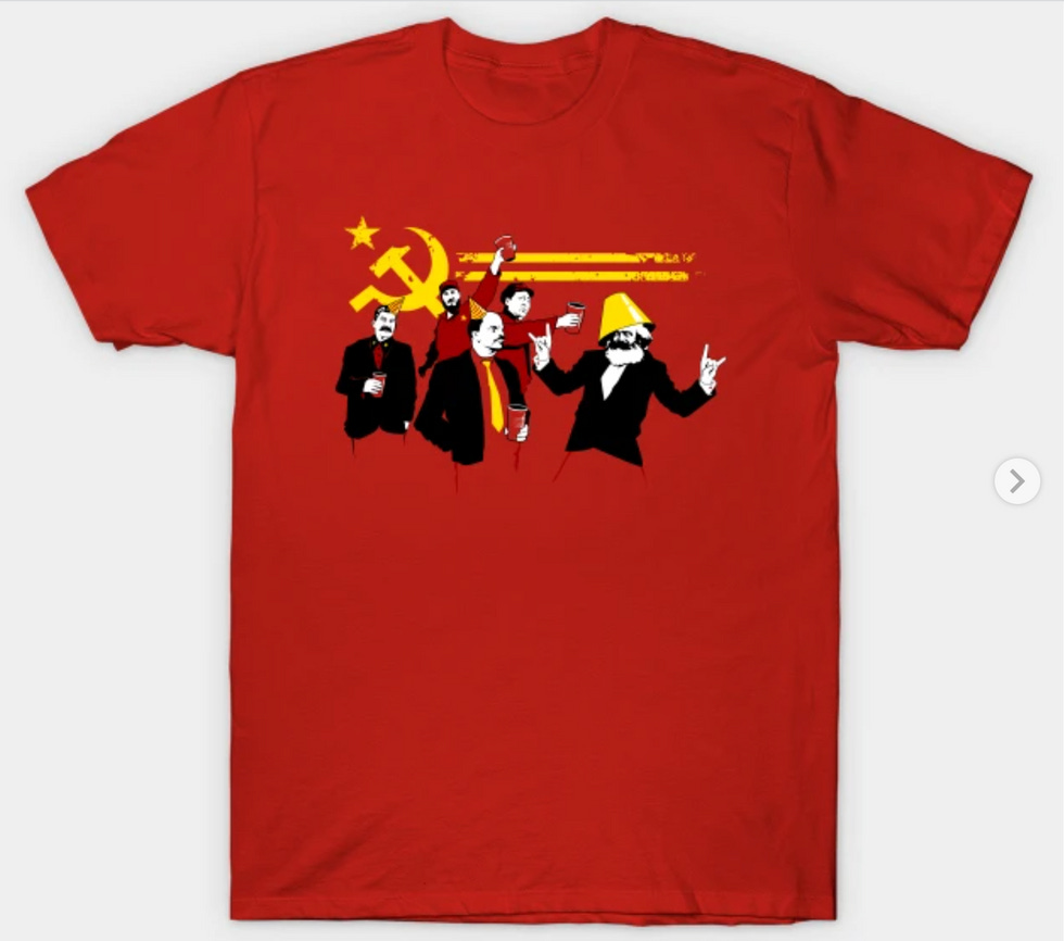 T-shirt showing communist *party*