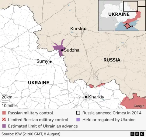 Ukraine and Russia map