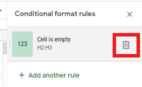 How to delete a conditional formatting rule