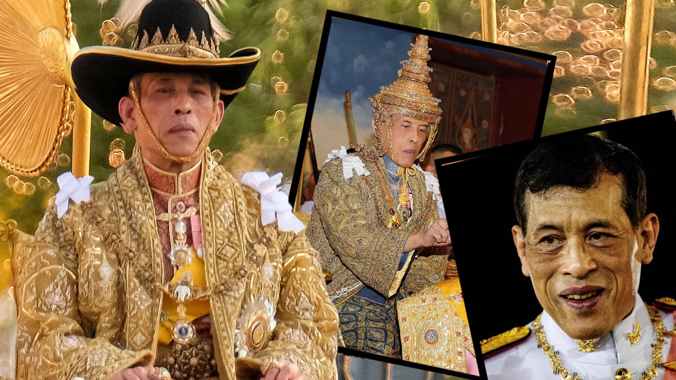 A composite of images of King Maha Vajiralongkorn of Thailand