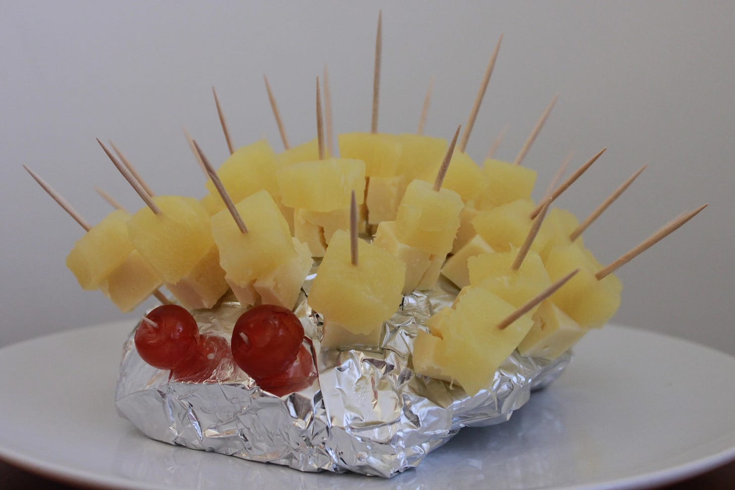 A 1970s cheese and pineapple hedgehog