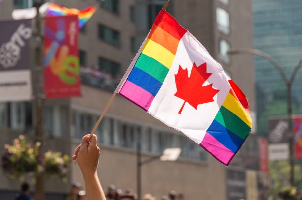 Canadian Gay Rainbow Flag At Montreal Gay Pride Parade Stock Photo -  Download Image Now - iStock