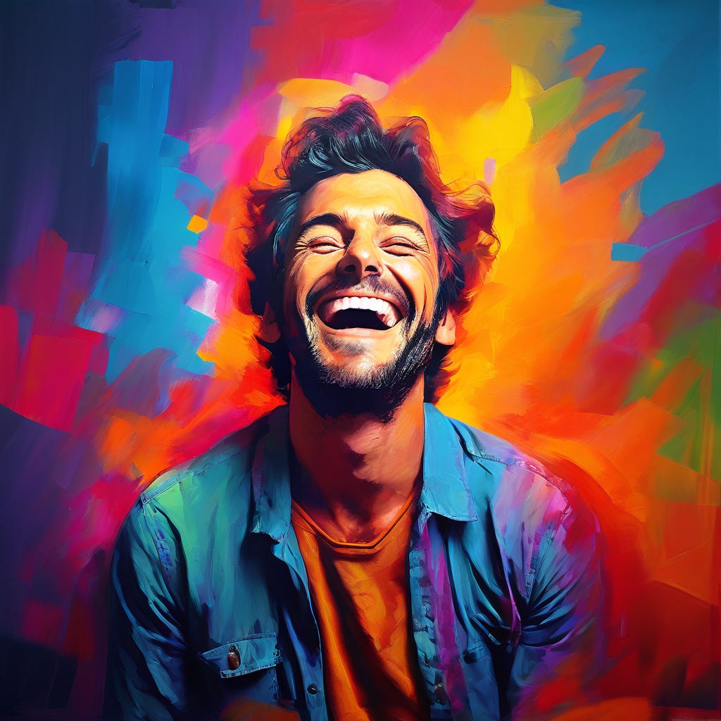 Colorful illustration of a man expresing joy