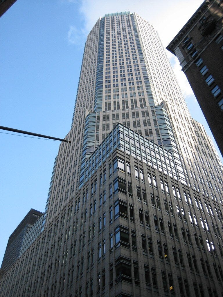 Bear Stearns headquarters, 383 Madison Ave., back in the day (1985). Photo: CC BY-SA 2.0