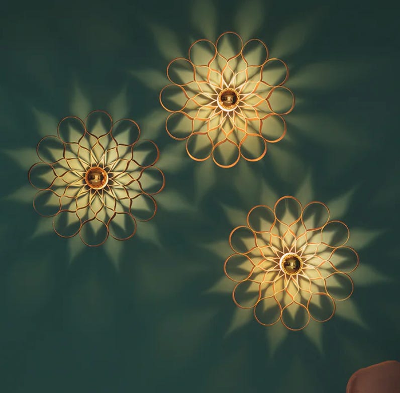 wall lights made up of flowers