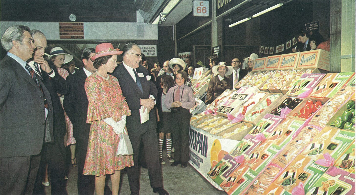 New Covent Garden official royal opening, 1975